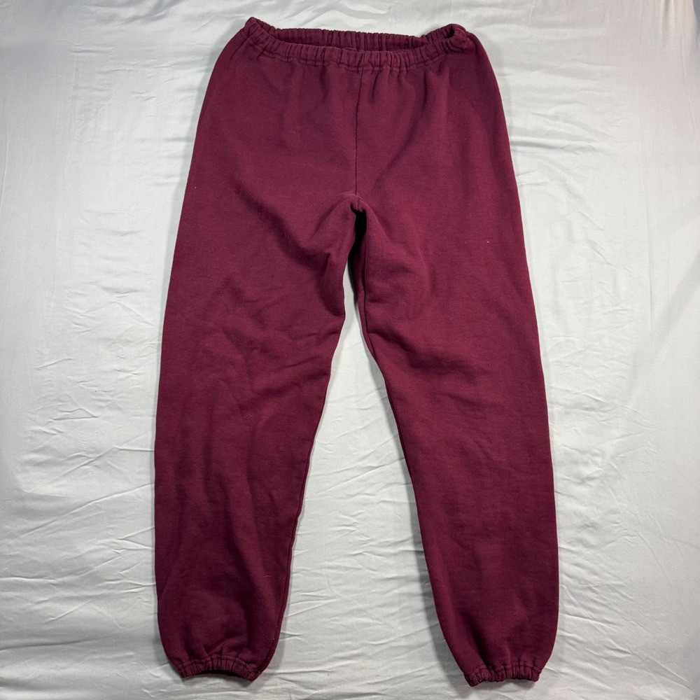 Russell Athletic Mens L Maroon Fleece Jogger Sweatpants Elastic Cuff Y2K Grunge